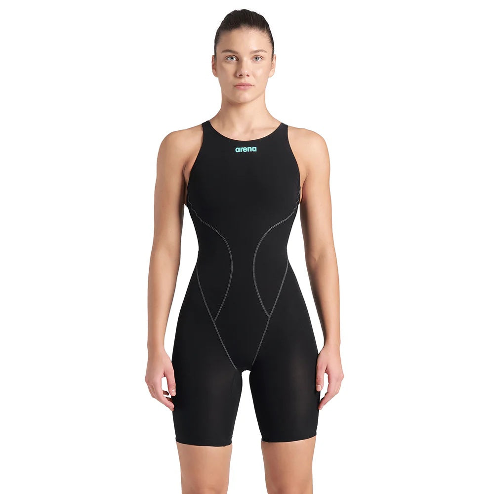 arena Women's Powerskin Impulso Open Back Swim Kneeskin black teal
