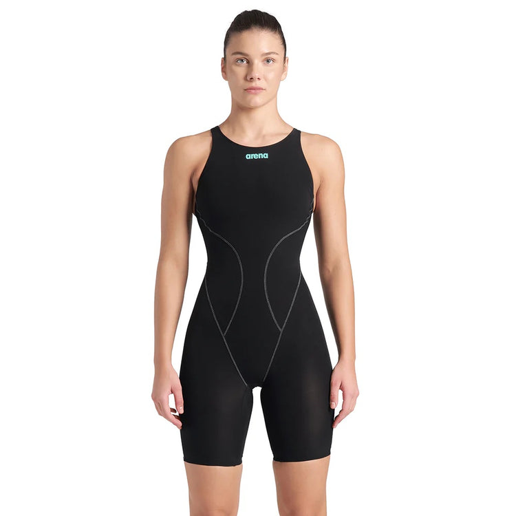 arena Women's Powerskin Impulso Open Back Swim Kneeskin black teal