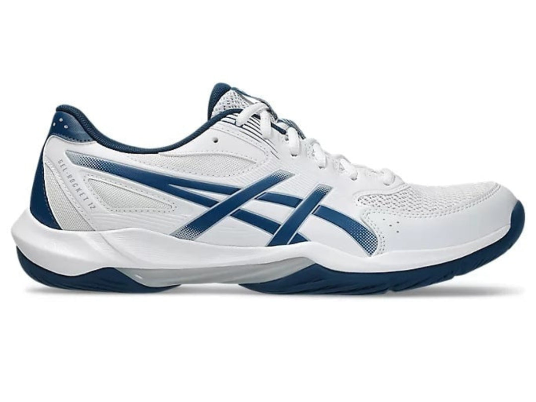 ASICS GEL-ROCKET バレーボールシューズ ホワイト/ネイビー Asics Men's Gel-Rocket 12 Volleyball Shoes