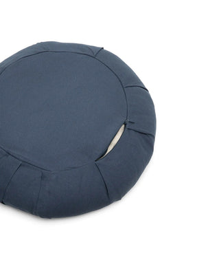 B, Halfmoon Cotton Round Meditation Cushion Ink Blue