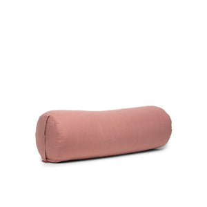 B, Halfmoon Linen Cylindrical Yoga Bolster rose clay pink