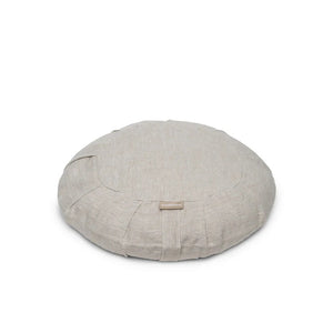 B, Halfmoon Linen Round Meditation Cushion natural beige white