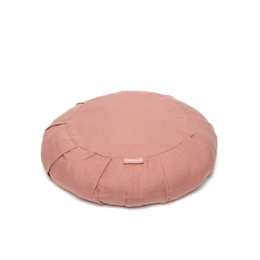 B, Halfmoon Linen Round Meditation Cushion rose clay pink