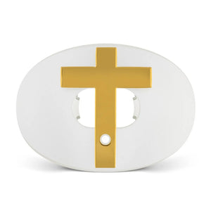 Battle 3D Chrome Cross Oxygen Football Mouthguard white/gold