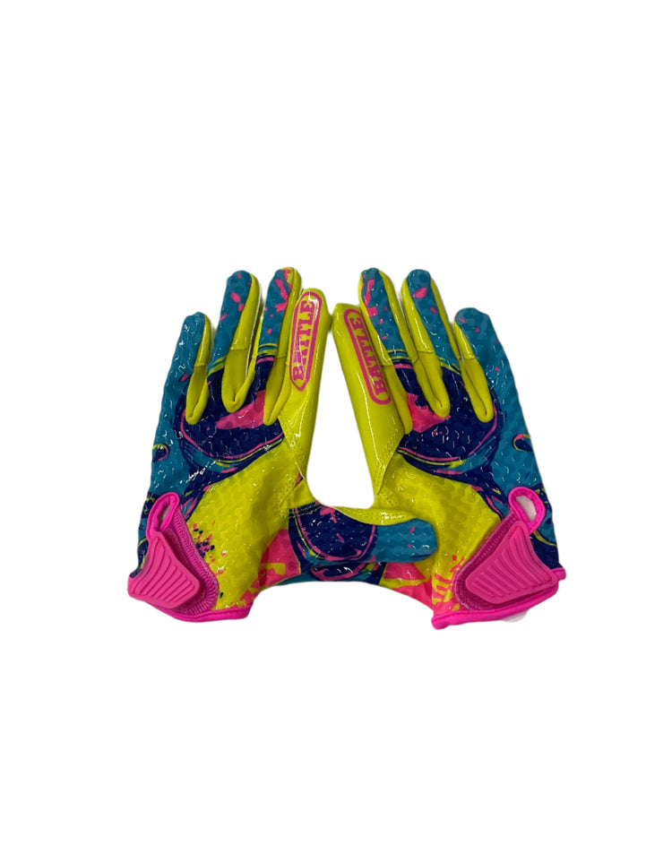 Battle Junior Chameleon Alien 2 Receiver Football Gloves Neon Yellow