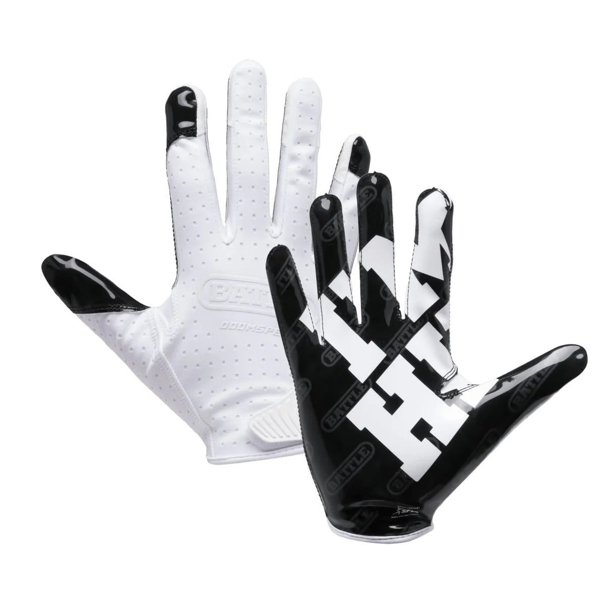 Battle Senior Doom Speed I'M HIM Receiver Football Gloves white/black
