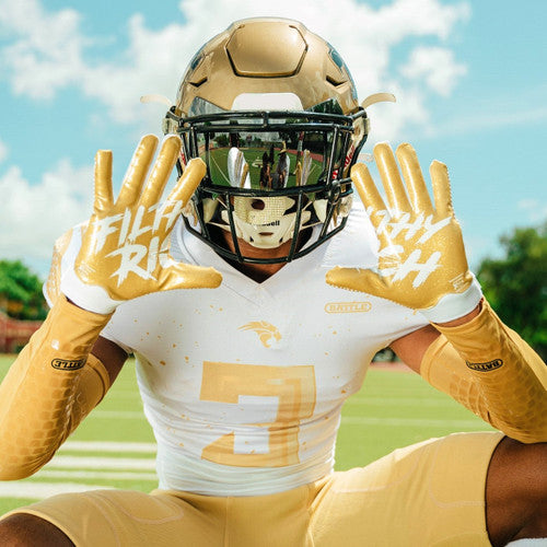 Ultra Stick Yellow Battle Gloves Adult Gel Football Sports