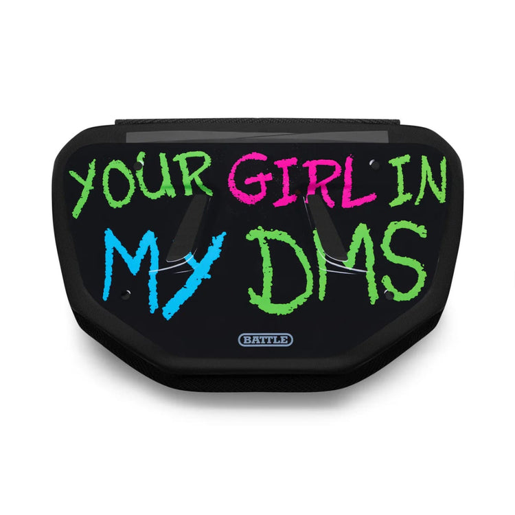 Battle Senior Football Back Plate "your girl in my DMS" black