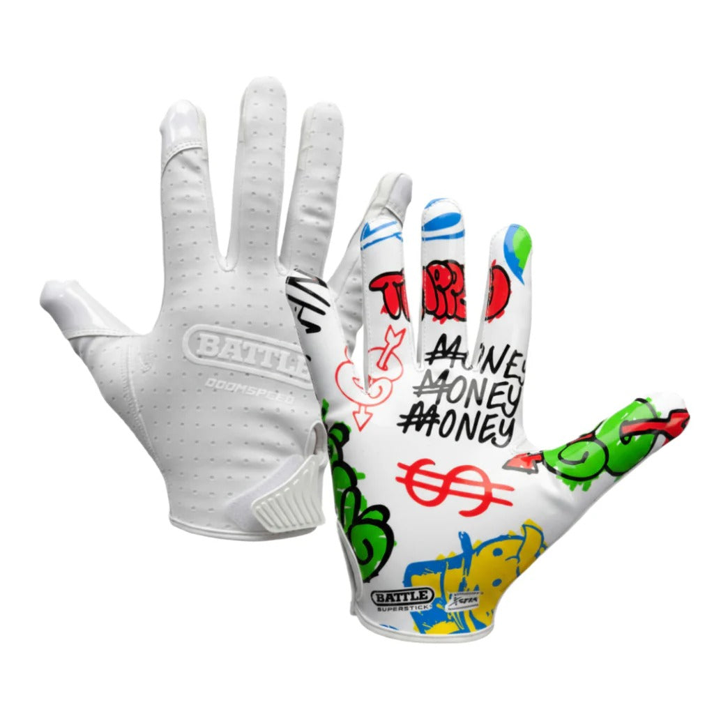 Battle Senior Monopoly Street Art Receiver Football Gloves white/multi