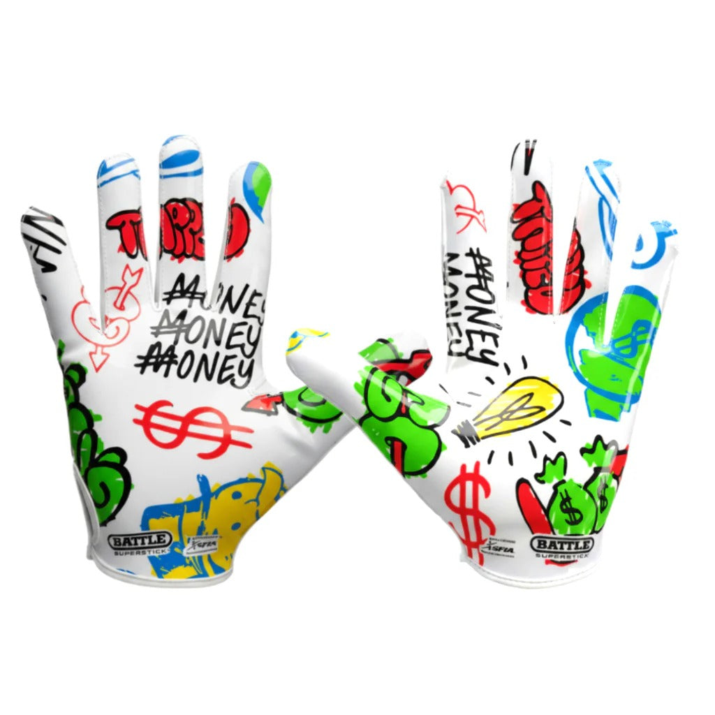 Battle Senior Monopoly Street Art Receiver Football Gloves white/multi