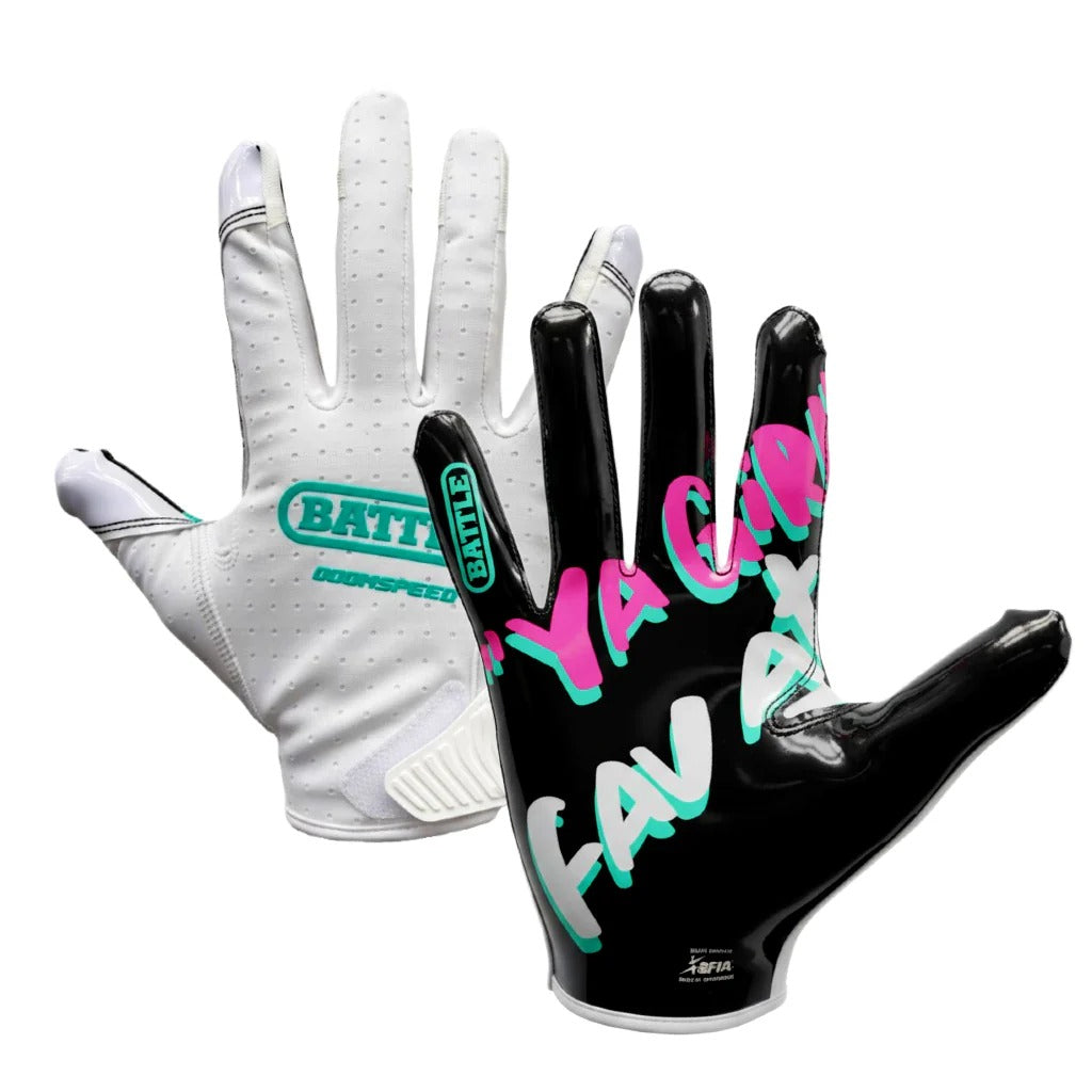 Battle Senior Ya Girls Favorite Athlete Receiver Football Gloves black/pink/white