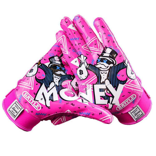 Battle Money Man 2.0 Youth Receiver Football Gloves S Pink