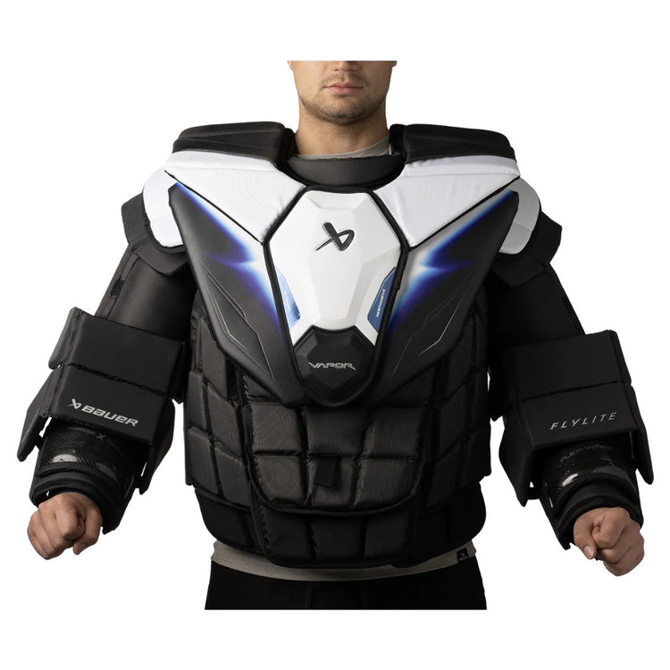Bauer Intermediate Vapor Flylite Hockey Goalie Chest and Arm Protector black/ white