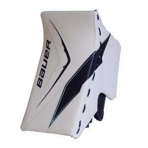 Bauer Intermediate Vapor FlyLite USC Spec Hockey Goalie Blocker White/Navy/Ice Blue