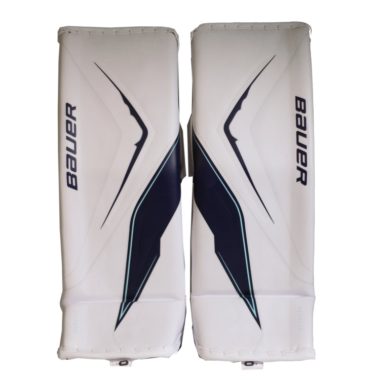 Bauer Intermediate Vapor FlyLite USC Spec Hockey Goalie Pad White/Navy/Ice Blue