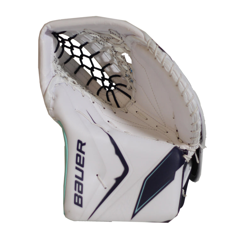 Bauer Intermediate Vapor FlyLite USC Spec Hockey Goalie Trapper White/Navy/Ice Blue