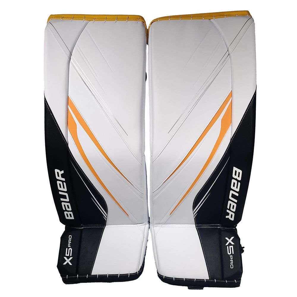 Bauer Intermediate Vapor X5 Pro Custom Hockey Goalie Pad White Black Sport Gold