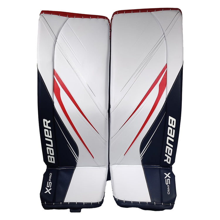 Bauer Intermediate Vapor X5 Pro Custom Hockey Goalie Pad White Navy Red