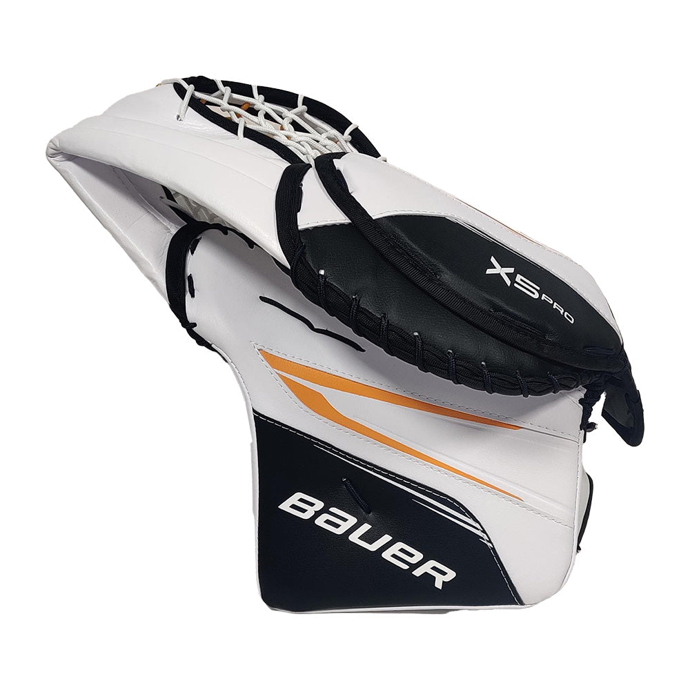 Bauer Intermediate Vapor X5 Pro Custom Hockey Goalie Trapper White Black Sport Gold