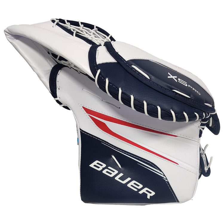 Bauer Intermediate Vapor X5 Pro Custom Hockey Goalie Trapper White Navy red