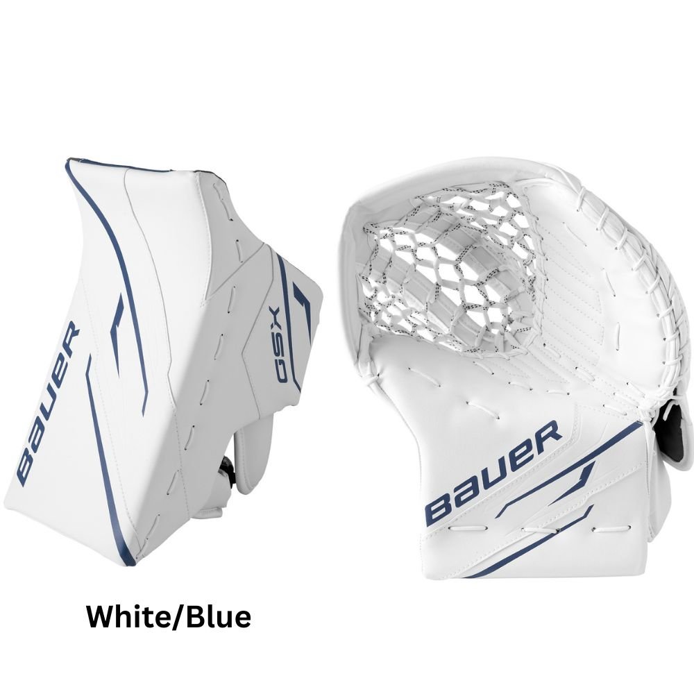 Bauer Junior GSX Hockey Goalie Trapper+Blocker White/Blue