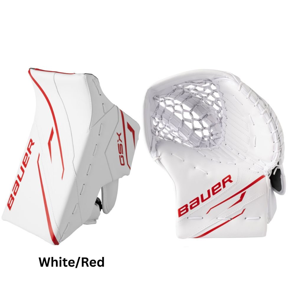 Bauer Junior GSX Hockey Goalie Trapper+Blocker White/Red