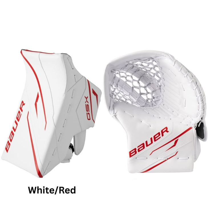 Bauer Junior GSX Hockey Goalie Trapper+Blocker White/Red