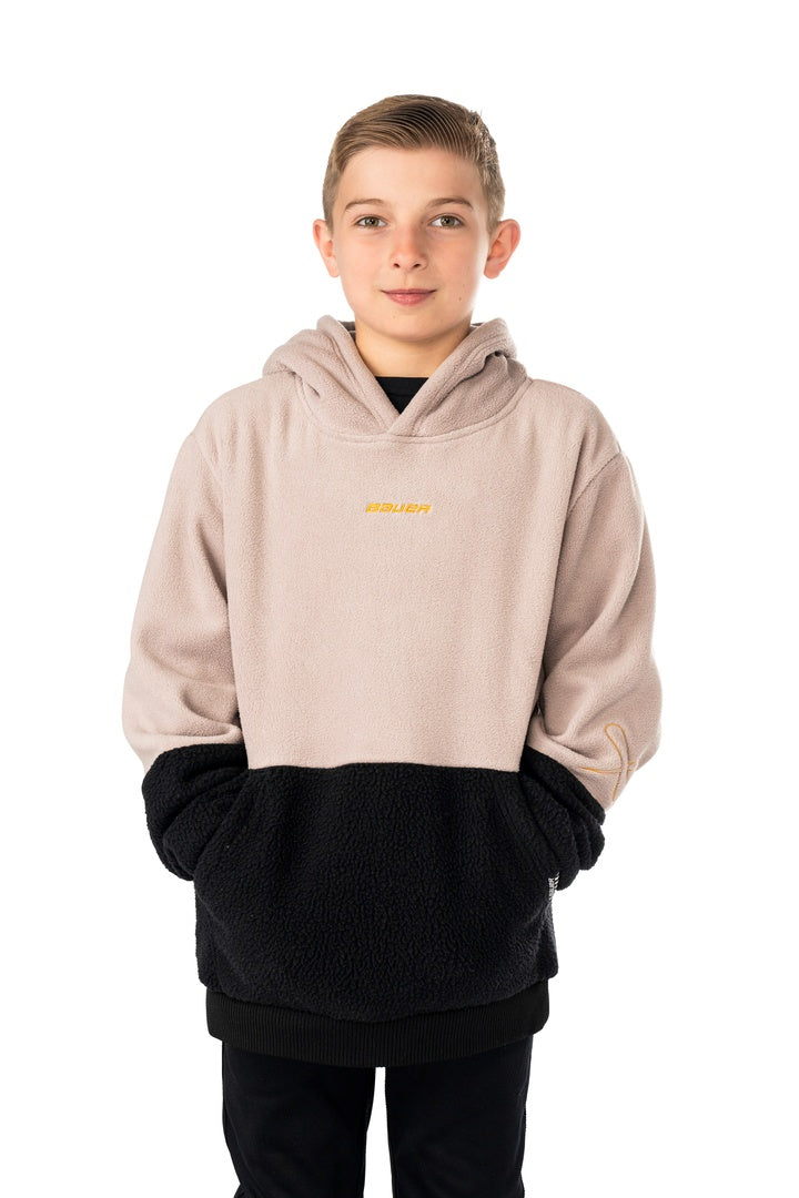 BAUER Junior Polarfleece Hoodie Black-Taupe