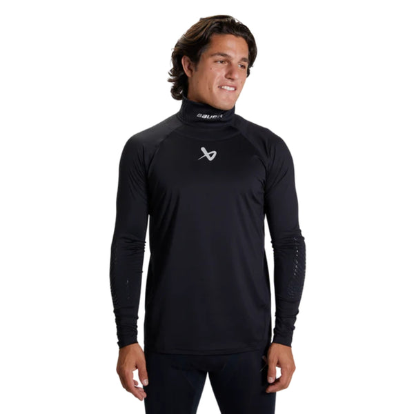 Bauer Senior Neck Protect Hockey Player Long Sleeve Shirt black