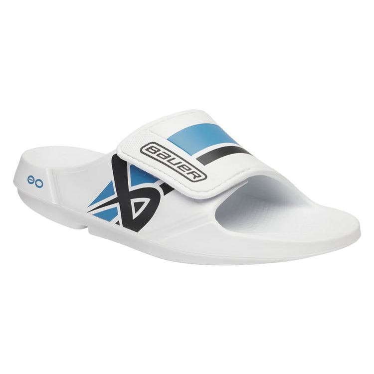 Bauer Senior OOFOS Sport Flex Slides Sandal 2025 white blue 