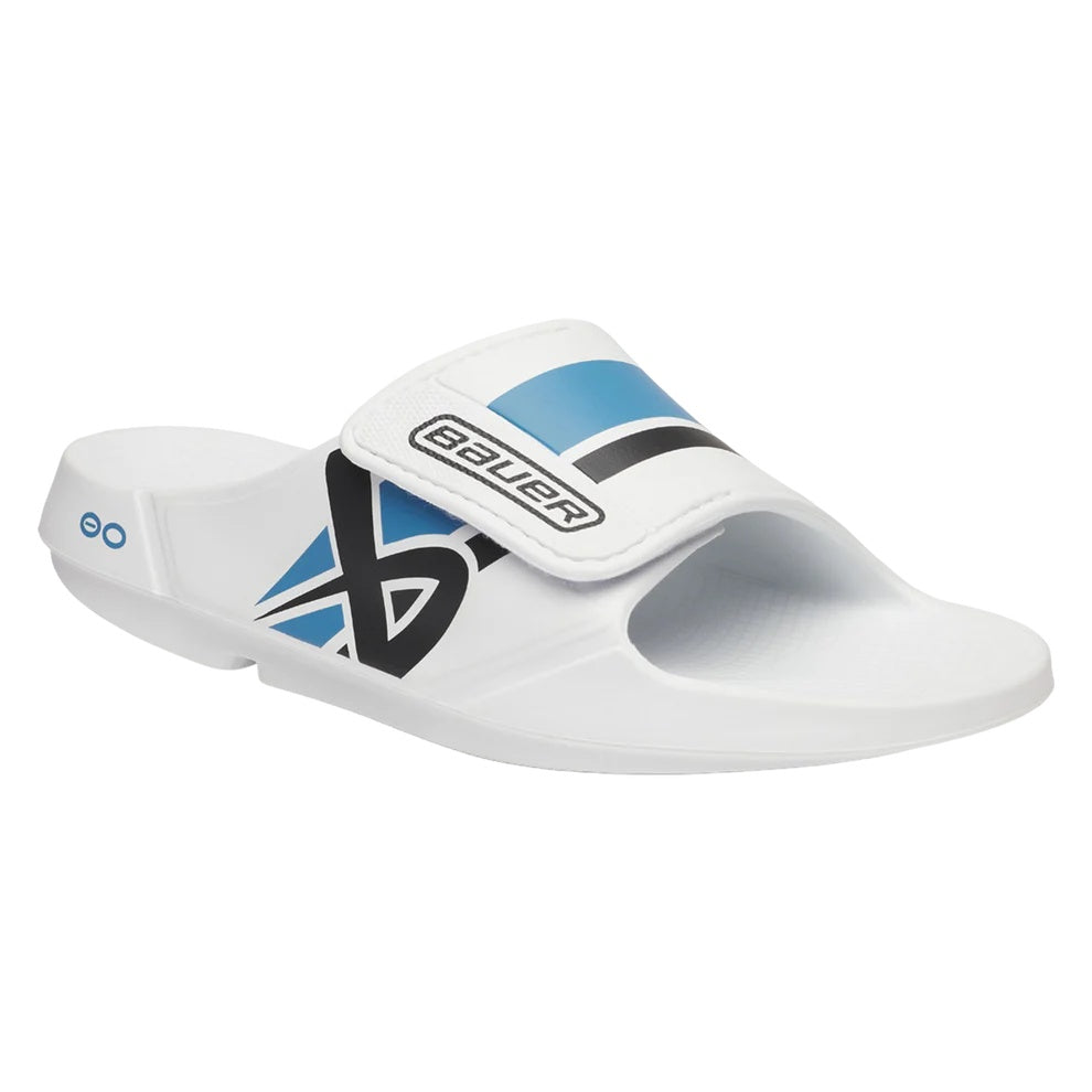 Bauer Senior OOFOS Sport Flex Slides Sandal 2025 white blue 