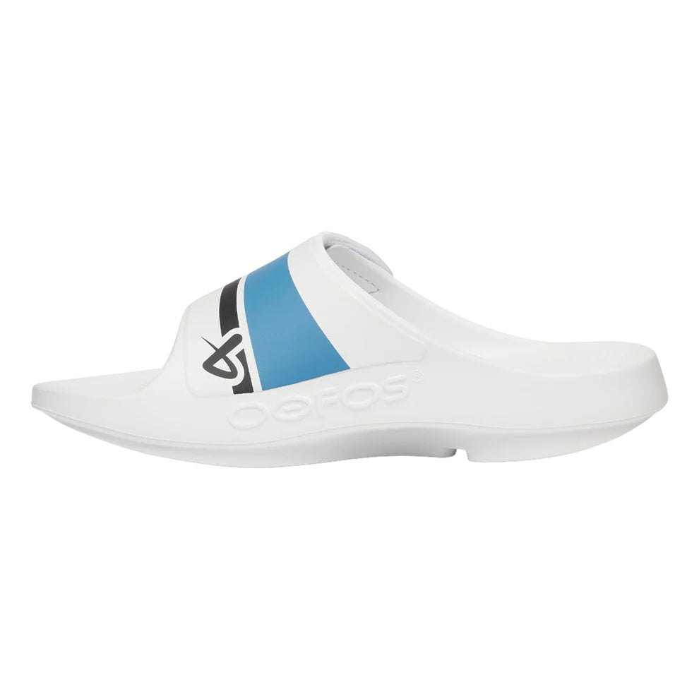 Bauer Senior OOFOS Sport Flex Slides Sandal 2025 white blue 