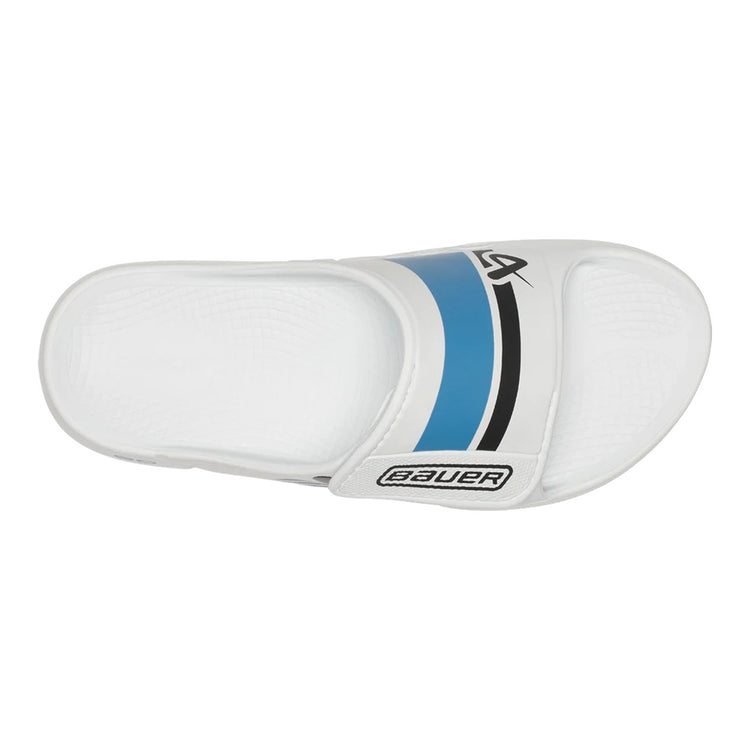 Bauer Senior OOFOS Sport Flex Slides Sandal 2025 white blue 