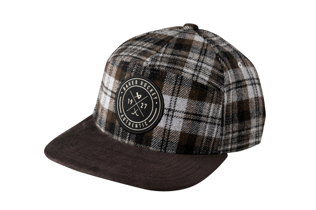 BAUER Senior Plaid 7-Panel Snapback Hat Grey