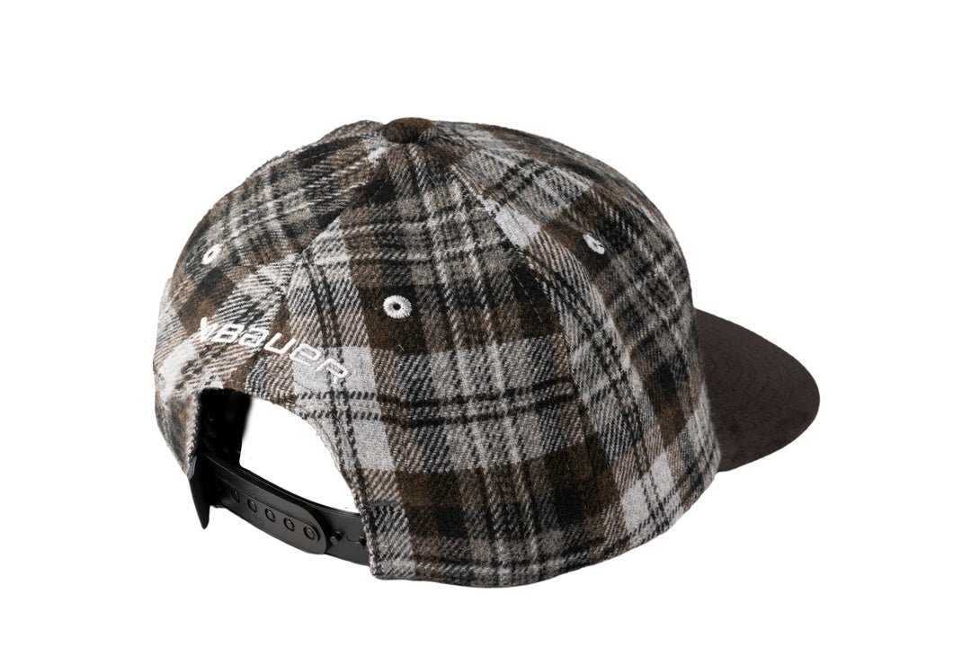 BAUER Senior Plaid 7-Panel Snapback Hat Grey