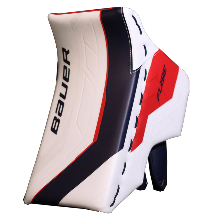 Bauer Senior Supreme Fuse USC Spec Hockey Goalie Blocker White/Navy/Red
