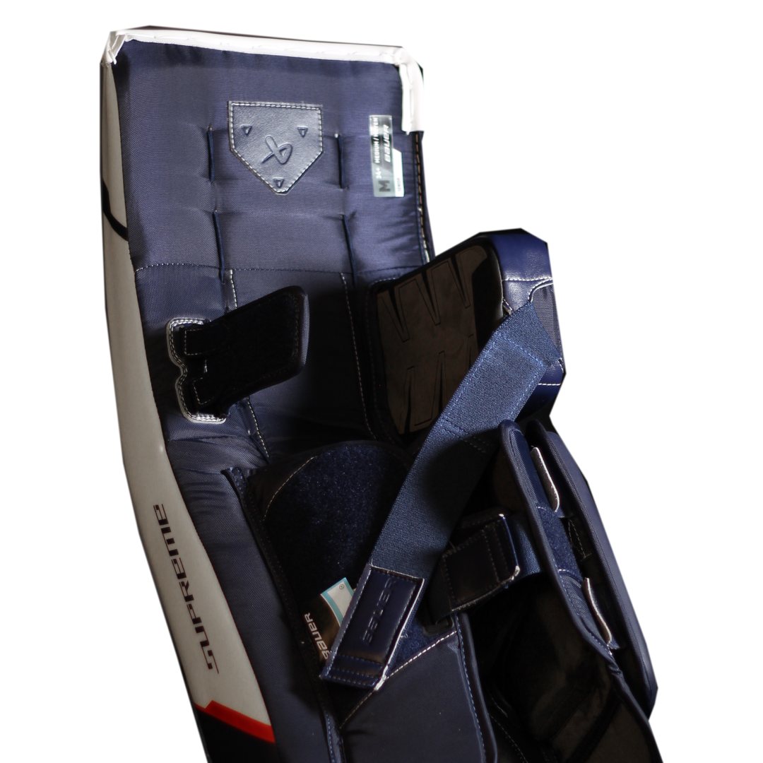Bauer Senior Supreme Fuse USC Spec Hockey Goalie Pad White/Navy/Red Back