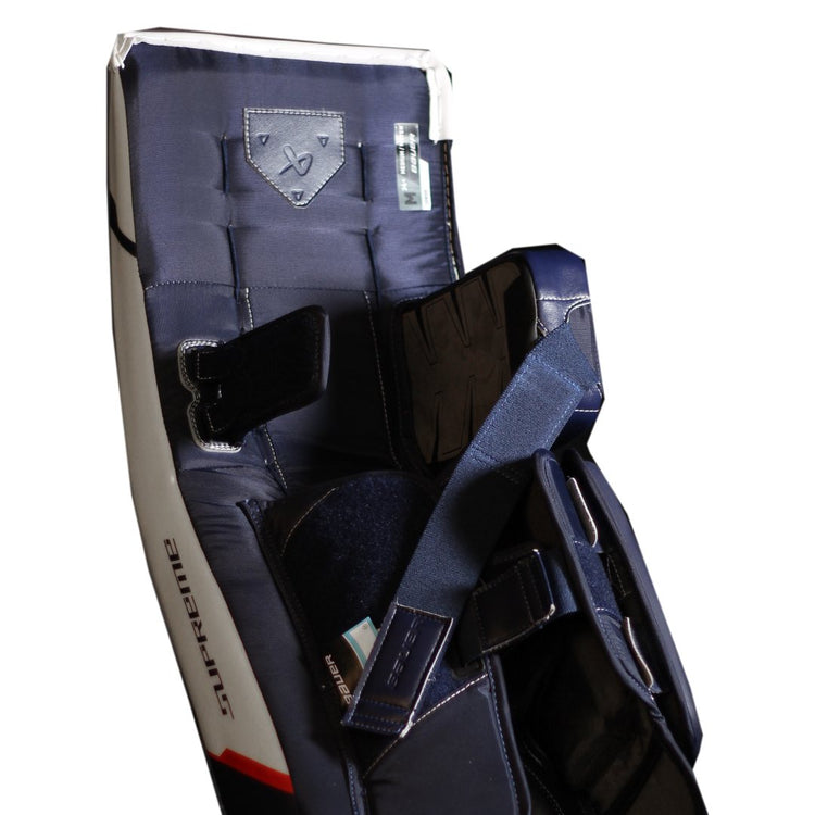 Bauer Senior Supreme Fuse USC Spec Hockey Goalie Pad White/Navy/Red Back