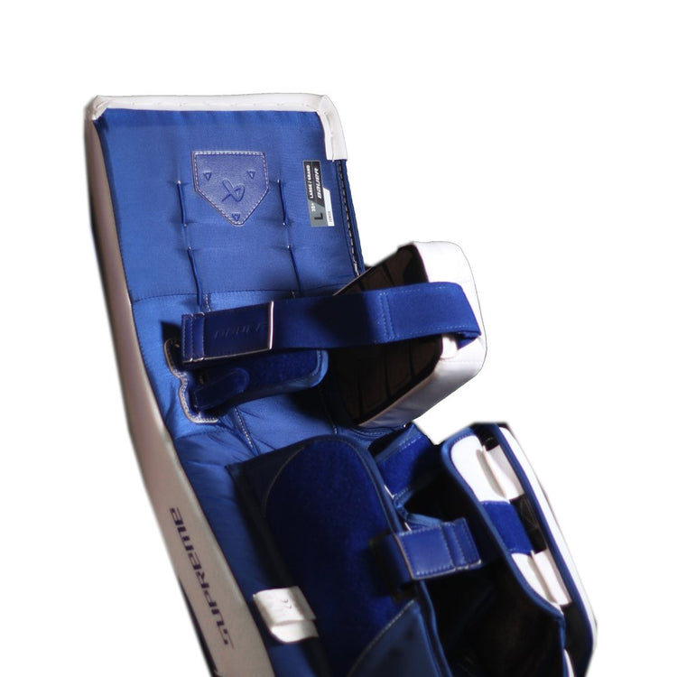 Bauer Senior Supreme Fuse USC Spec Hockey Goalie Pad White/Royal Back