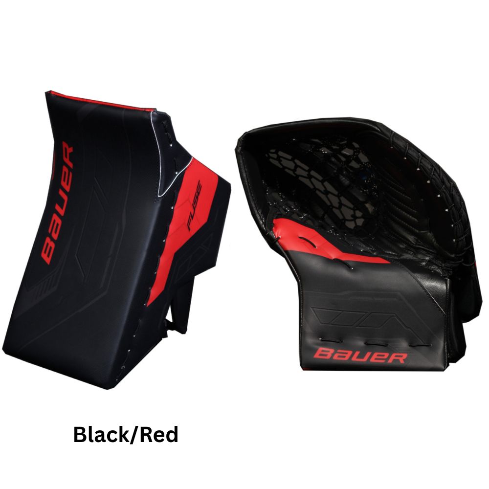 Bauer Senior Supreme Fuse USC Spec Hockey Goalie Trapper+Blocker Black/Red