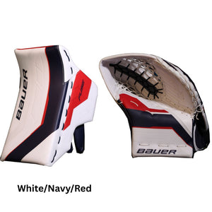 Bauer Senior Supreme Fuse USC Spec Hockey Goalie Trapper+Blocker White/Navy/Red