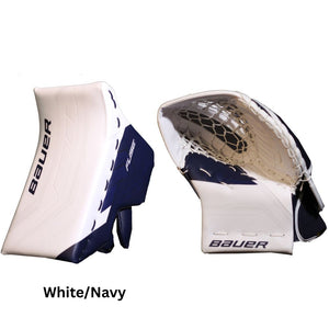 Bauer Senior Supreme Fuse USC Spec Hockey Goalie Trapper+Blocker White/Navy