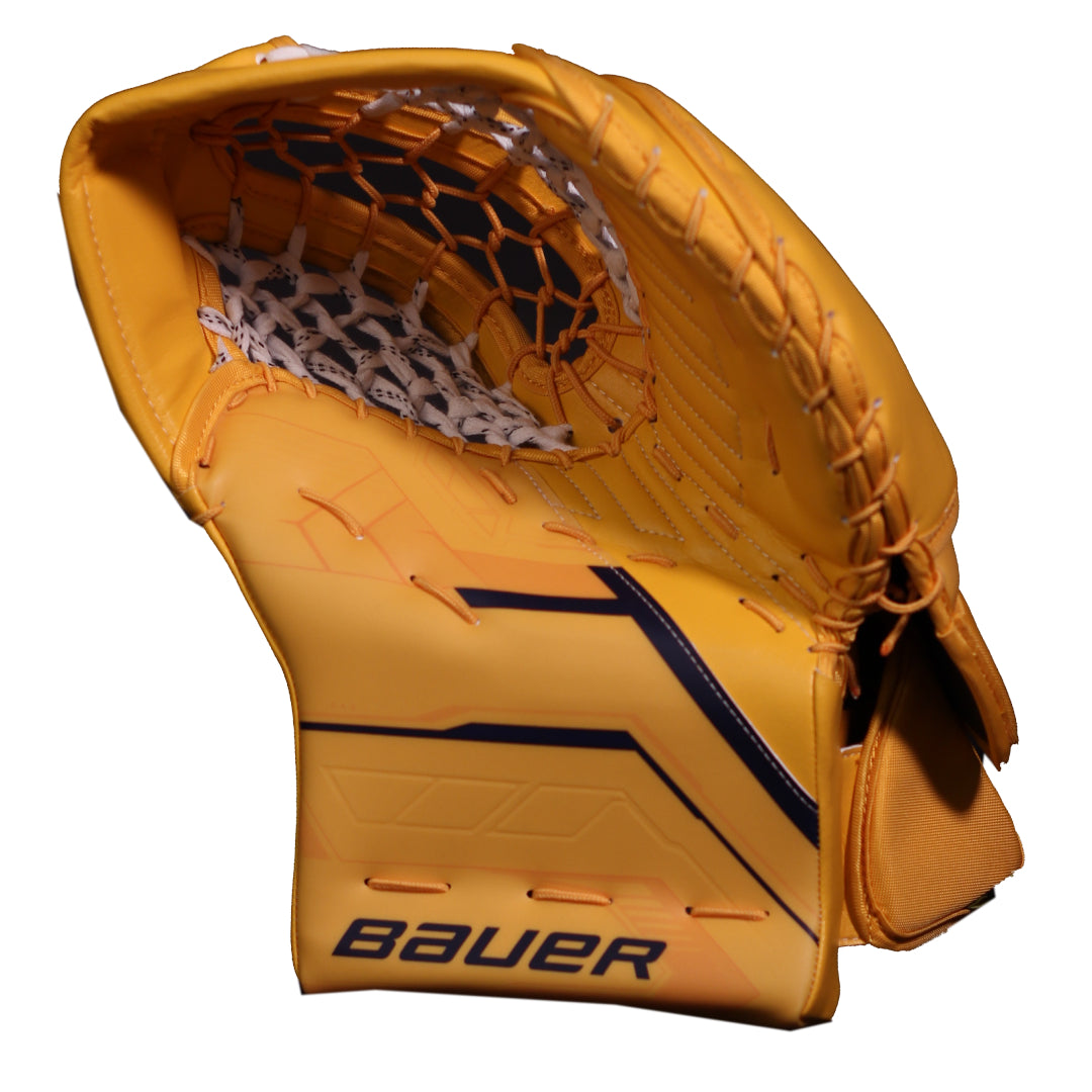 Bauer Senior Supreme Fuse USC Spec Hockey Goalie Trapper Sport Gold/Navy