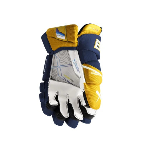 Bauer Senior Vapor FLYLITE Hockey Player Gloves navy gold