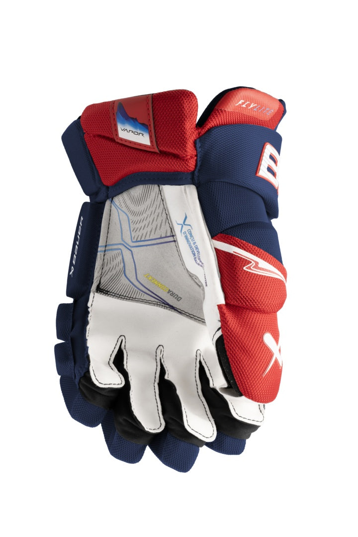 Bauer Senior Vapor FLYLITE Hockey Player Gloves navy red white
