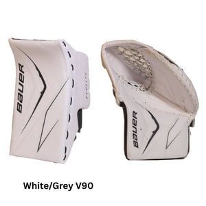 Bauer Senior Vapor Flylite USC Spec Hockey Goalie Blocker+Trapper White/Grey V90