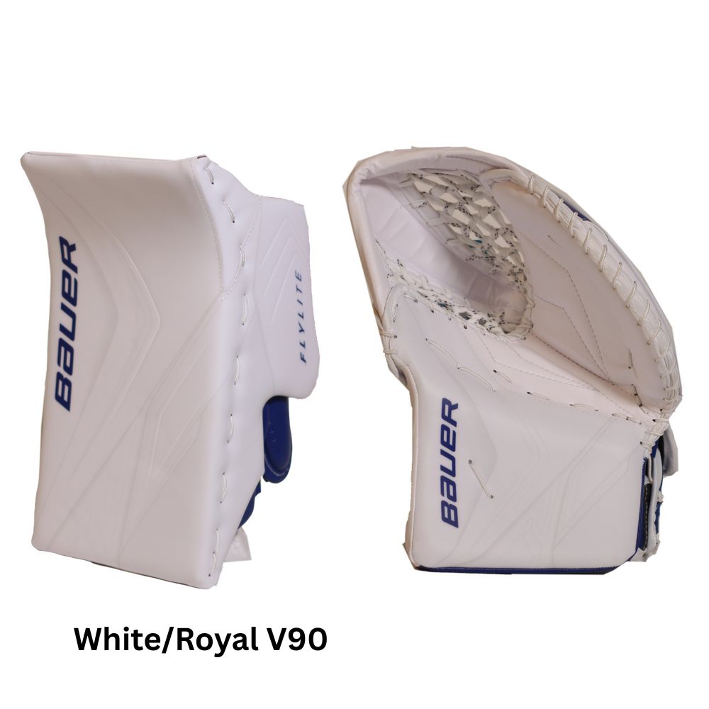 Bauer Senior Vapor Flylite USC Spec Hockey Goalie Blocker+Trapper White/Royal V90