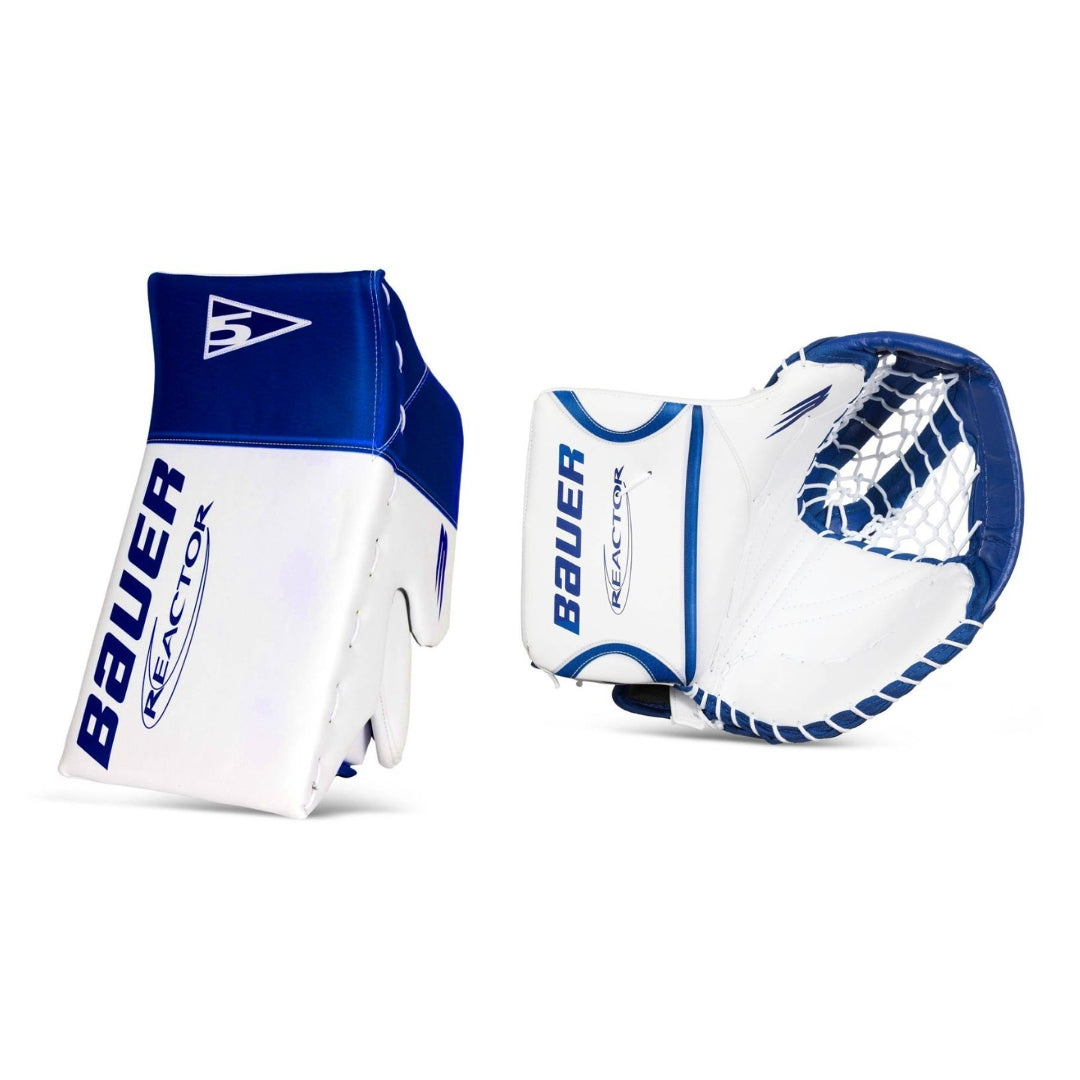 Bauer Senior Vapor R5 Pro Hockey Goalie Trapper+Blocker Set white/blue