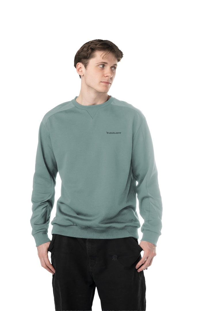 BAUER Senior Knit Woven Crew Sweater Blue