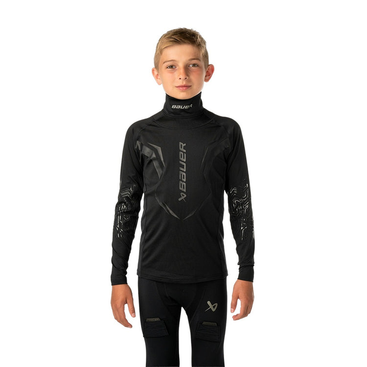 Bauer Youth Bodyguard Neck Protect Long Sleeve Shirt black